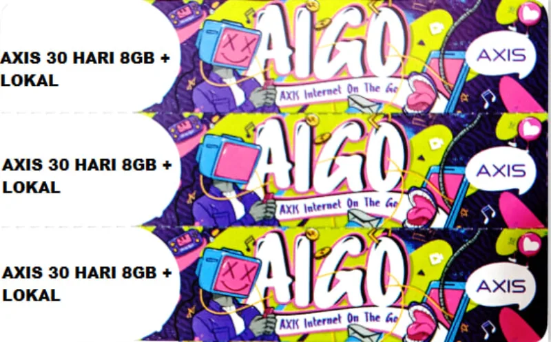 VOUCHER AXIS 30 HARI  8GB + LOKAL - Gambar Produk
