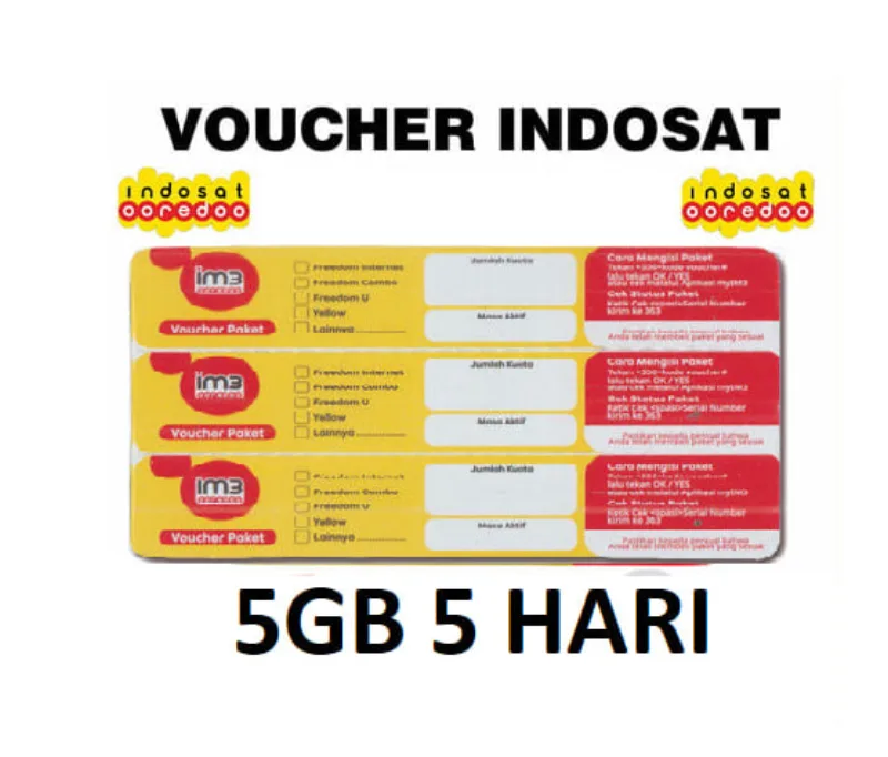 VOUCHER INDOSAT 5GB 5 HARI (5/5) - Gambar Produk